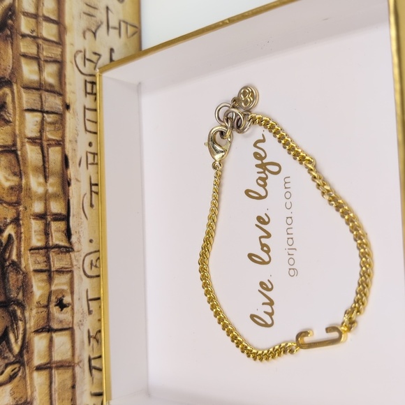 Gorjana Wilder 'C' Elegant 18k plated Gold Chain Bracelet Good Condition - Picture 1 of 6